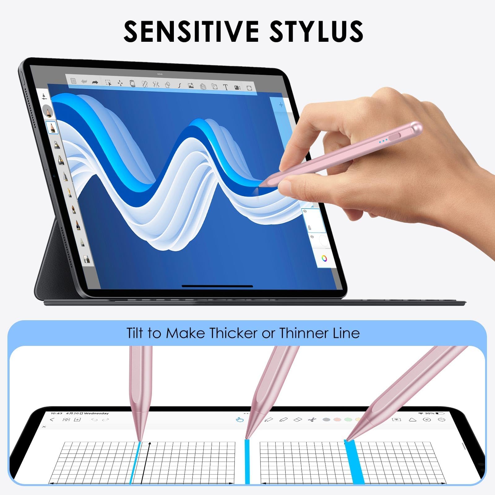 Premium Stylus Pen for iPad (2018-2024) - Fast Charging Apple Pencil 2nd Gen Alternative - Compatible with iPad Pro M4, 12.9