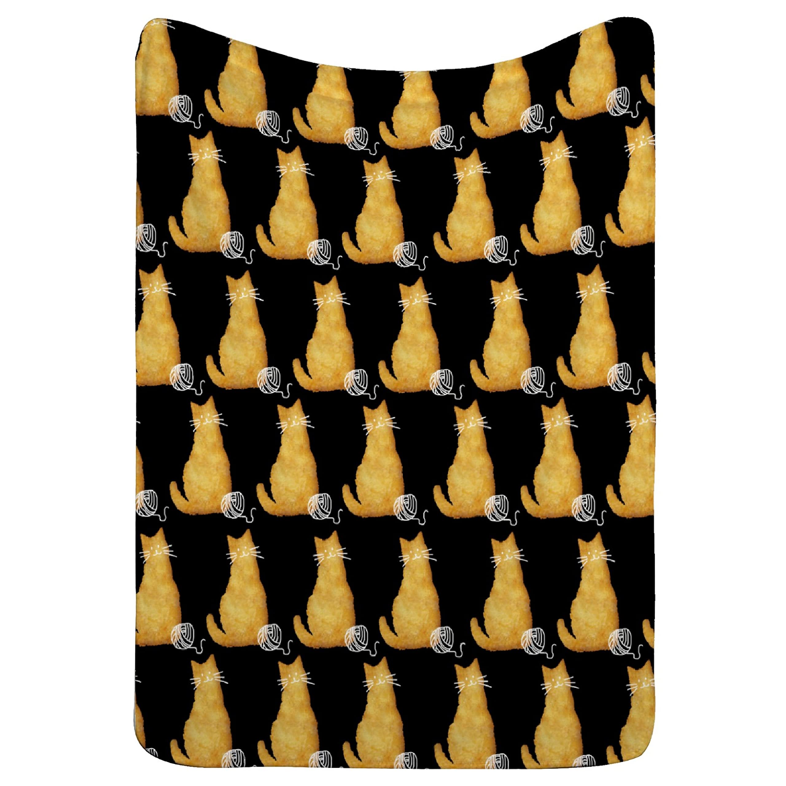 Premium Soft Flannel Fleece Throw Blanket for Cats - Lightweight Black Chicken Nugget Design, 120