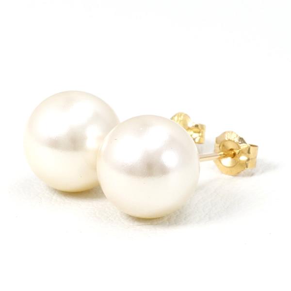 18K Yellow Gold Pearl Earrings for Women - Classic Elegant Stud Earrings for Wedding, Party & Everyday Wear
