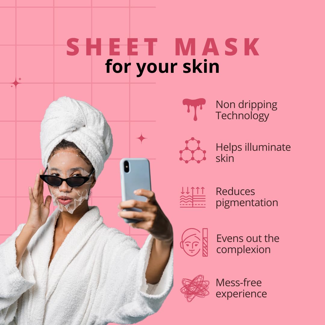 Skin Fx Brightening Face Sheet Mask with Green Tea & Allantoin - Hydrating, Repairing & Soothing Korean Facial Mask for Glowing Skin | Daily Use for Men & Women | Pack of 1 | Perfect for Morning Routine, Spa Day & Travel Skincare