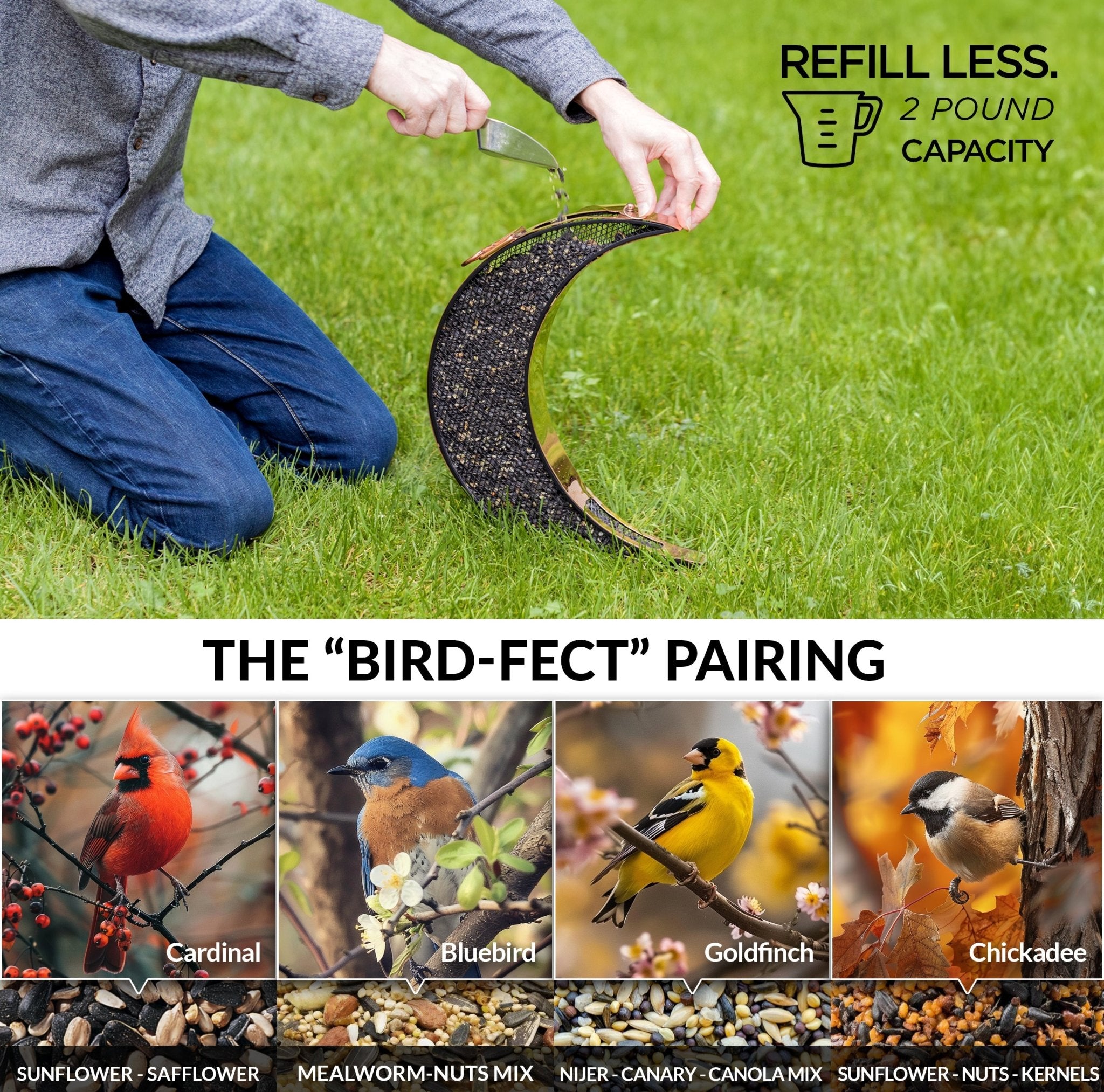 Over The Moon Copper Bird Feeder with Mesh Panels - Durable Outdoor Garden Decor for Attracting Wild Birds - Perfect for Backyard, Patio, and Nature Lovers
