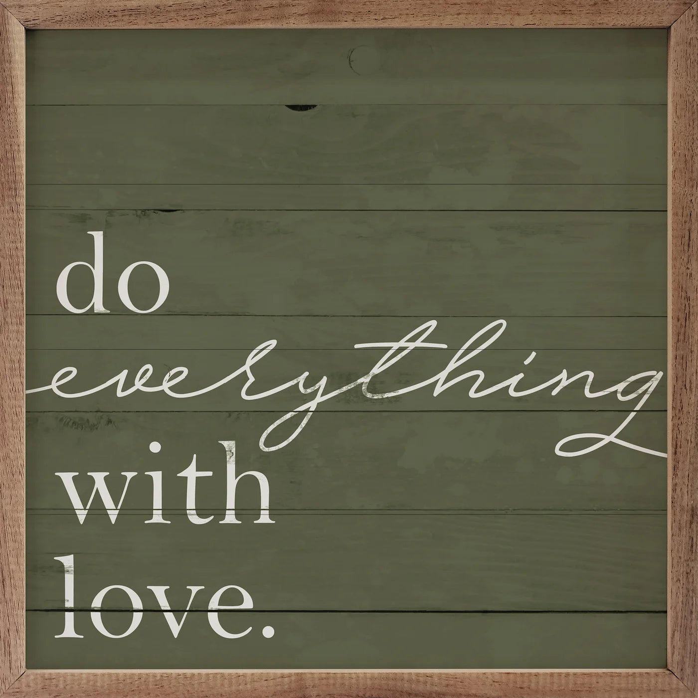 Inspiring 'Do Everything With Love' Green Wood Framed Wall Art - Perfect for Home Decor, Office & Gift Giving