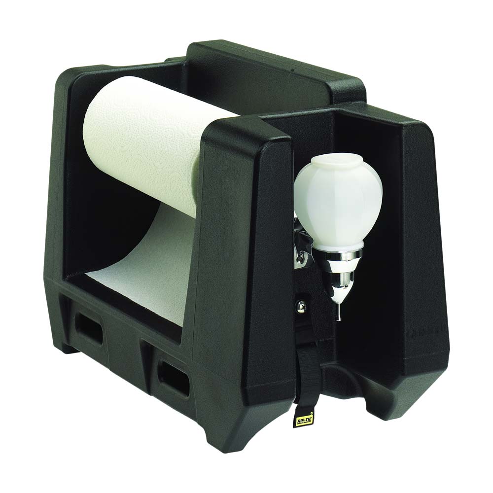 Cambro HWAPR110 Black Handwashing Station with Paper Towel Holder & Soap Dispenser - Portable Sink for Outdoor Events, Camping, Food Service, and Commercial Use