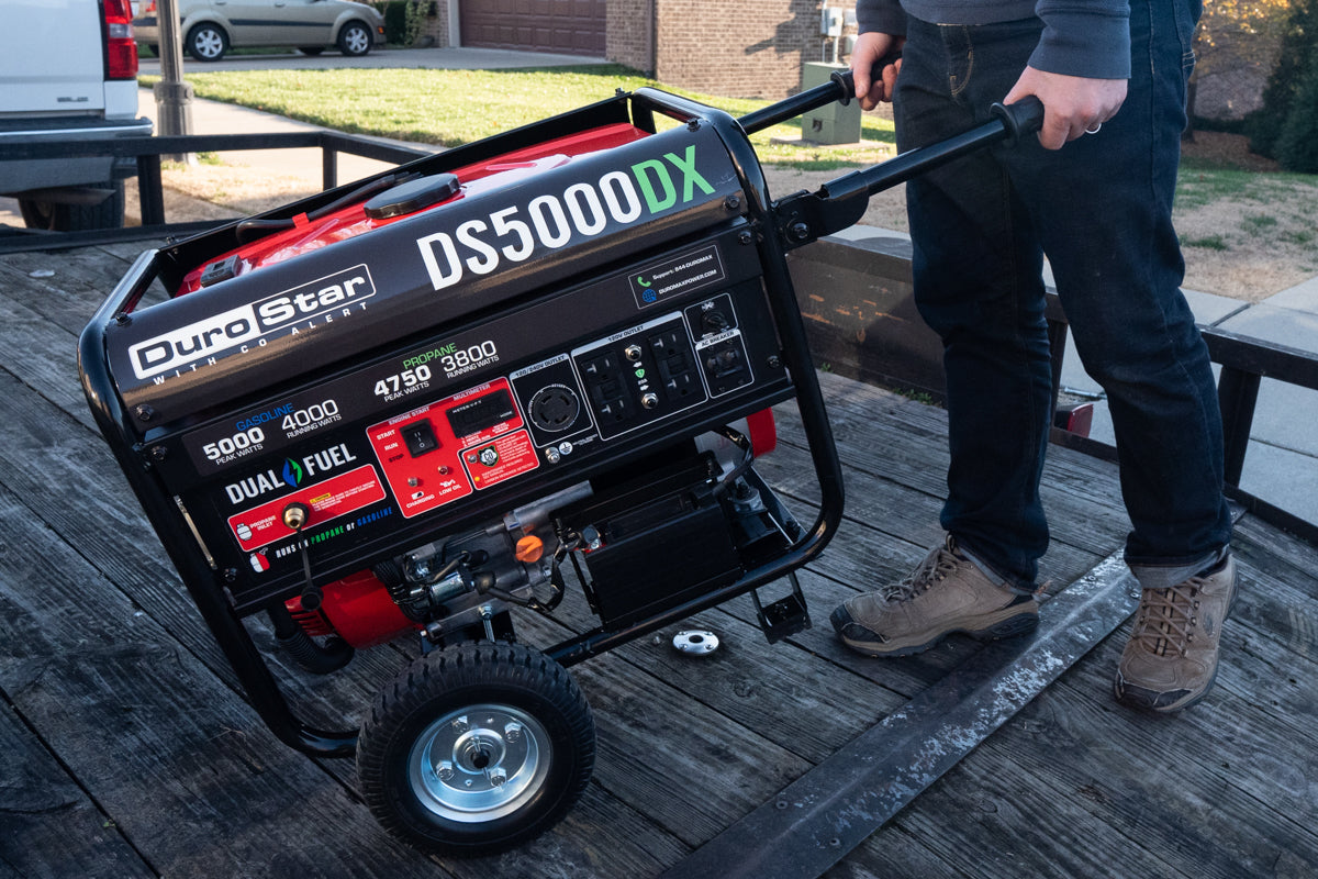 5,000 Watt Dual Fuel Portable Generator with CO Alert - Reliable Backup Power for Camping, Emergencies & Home Use