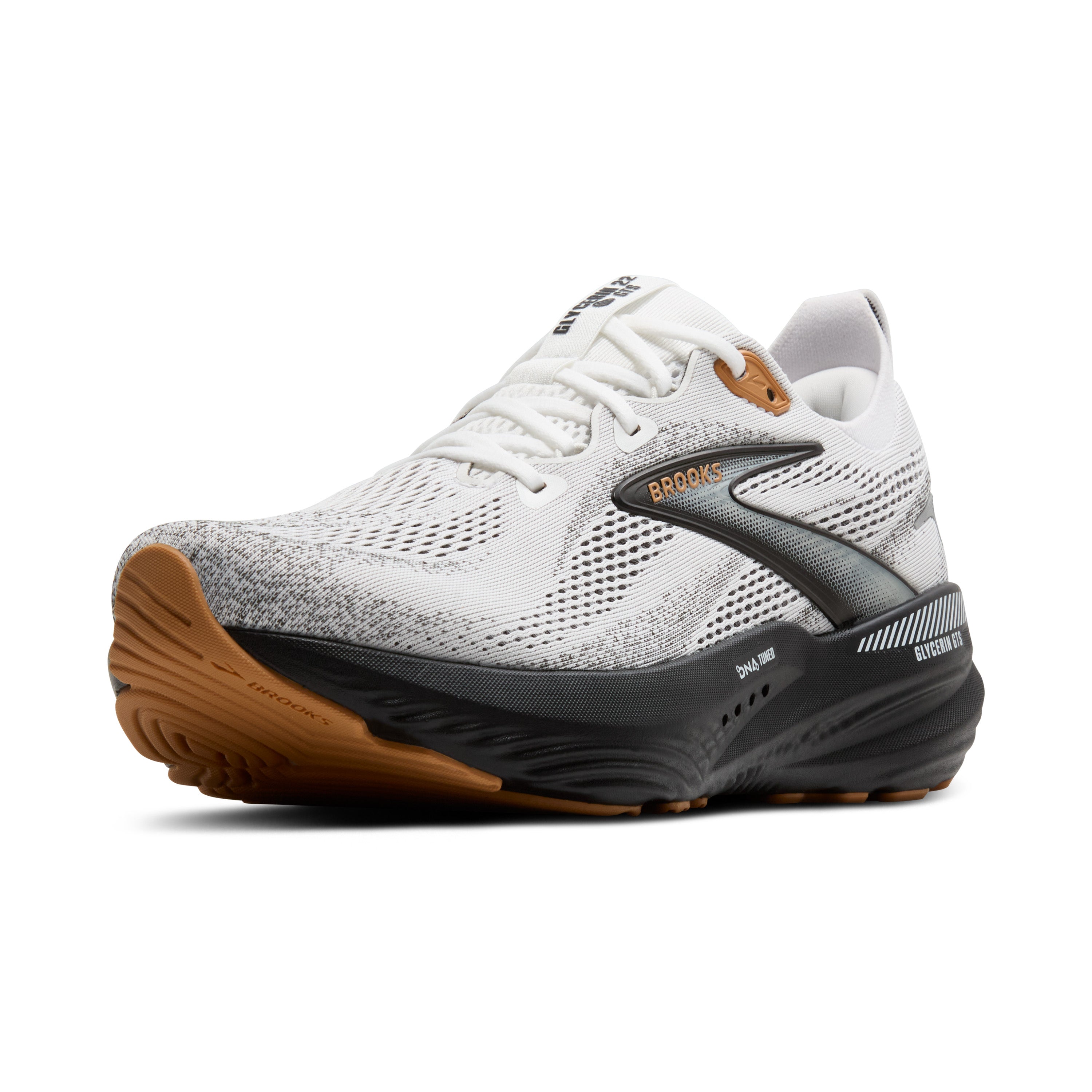 Men's Running Shoes Glycerin GTS 22 - White/Grey/Black - Cushioned Support for Marathon Training & Daily Jogging