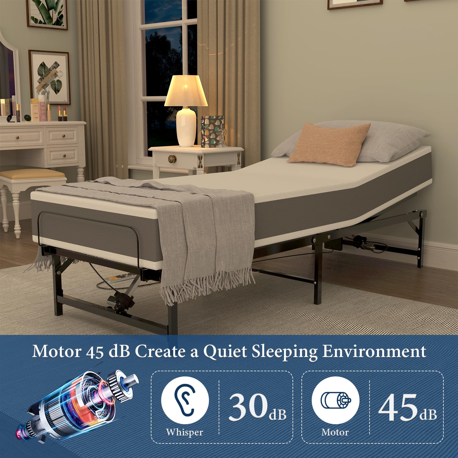 Adjustable Twin XL Bed Frame with Remote - Home & Office Use