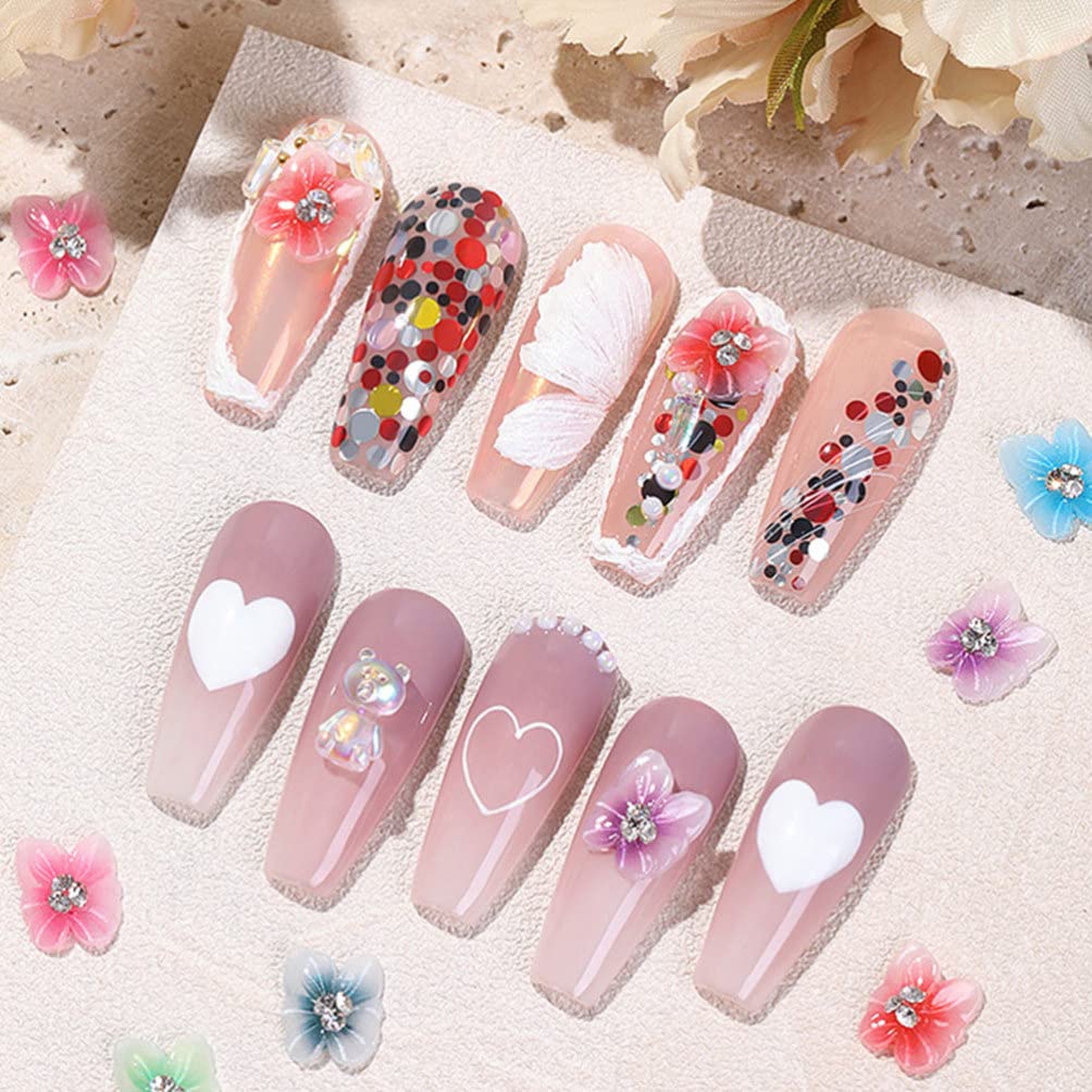 FOMIYES 15Pcs Flower & Rhinestone Butterfly Nail Charms - DIY Nail Art Decals for Women - Perfect for Manicure, Nail Salon, Wedding & Party Nail Designs