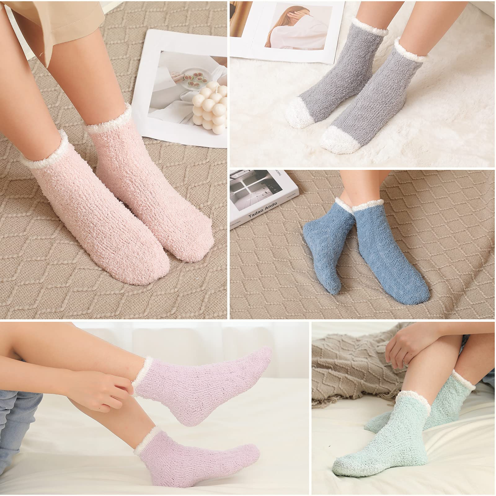 Women's Fuzzy Socks - Ultra Soft Cozy Winter Socks with Non-Slip Grips | Warm Fluffy House Slippers for Indoor & Outdoor Use | Perfect for Lounge, Sleep, Yoga and Cold Weather Comfort