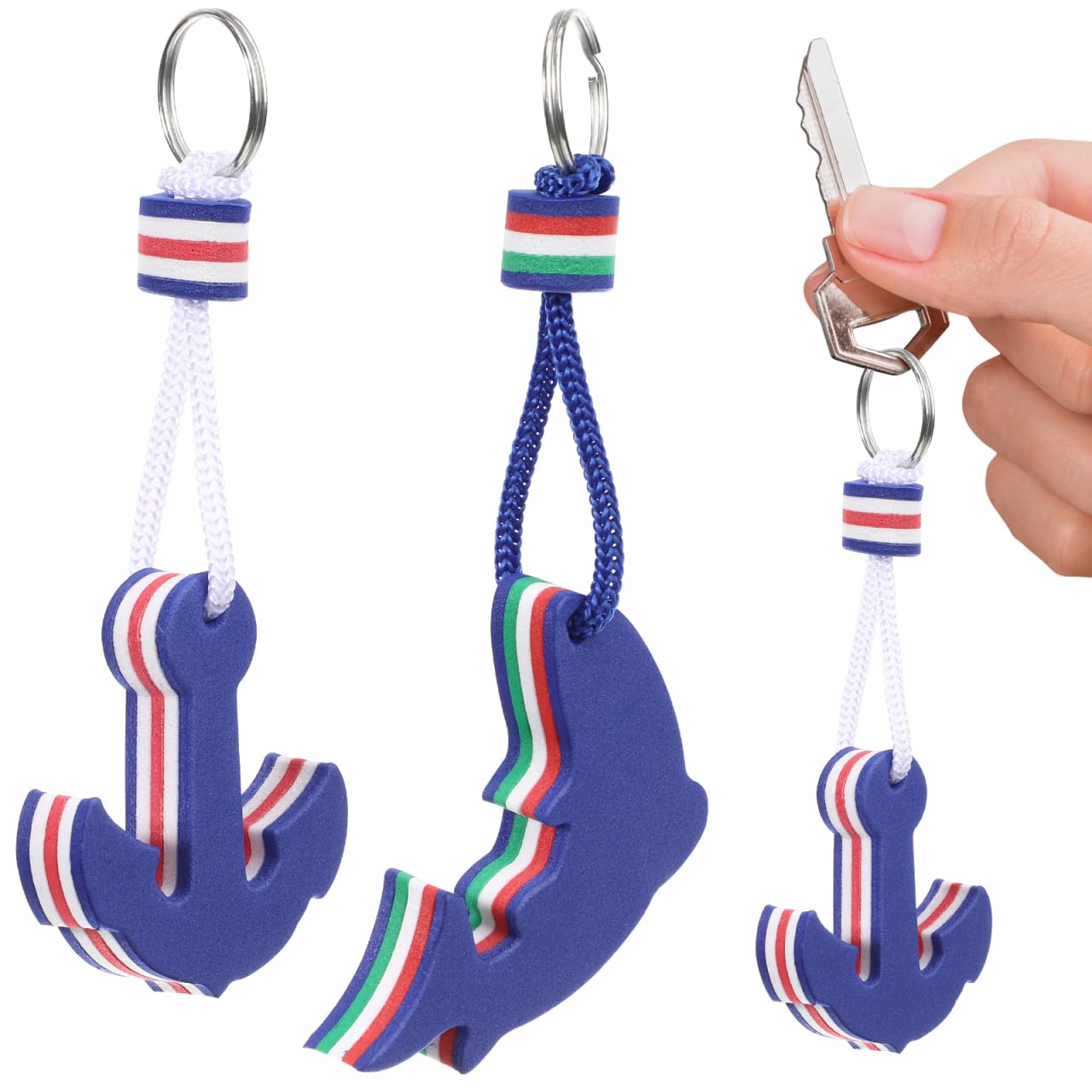 SEWACC 2Pcs Floating Keychains - Waterproof EVA Dolphin & Anchor Keyrings - Buoyant Boat Keys for Kayaking, Fishing, Boating & Water Sports - Perfect for Beach, Pool & Marine Activities