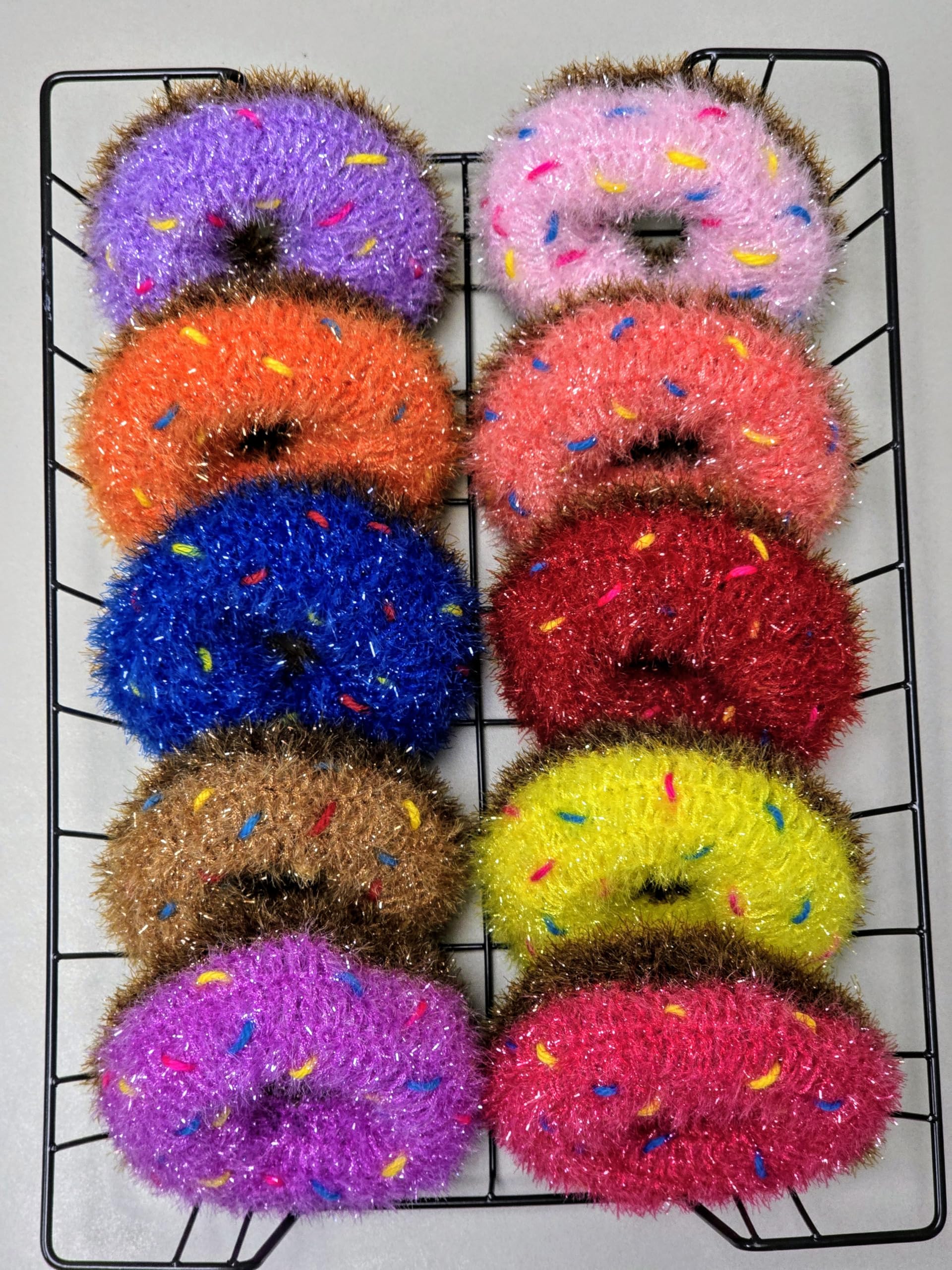 Handmade Crochet Dish Scrubber Set - 3 Donut Design Eco-Friendly Kitchen Sponges for Washing Dishes, Pots & Pans - Perfect for Home, RV, and Camping Use