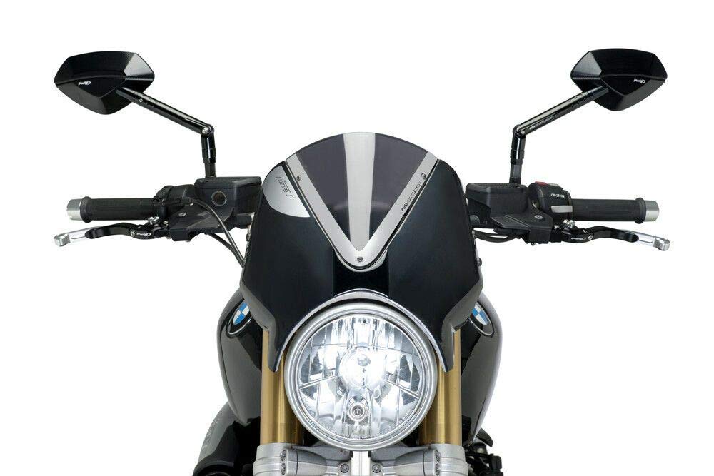 PUIG 7012F Racing Windscreen - Dark Smoke Motorcycle Windshield for Harley, Honda, Yamaha - High-Quality Protection for Long Rides & Touring