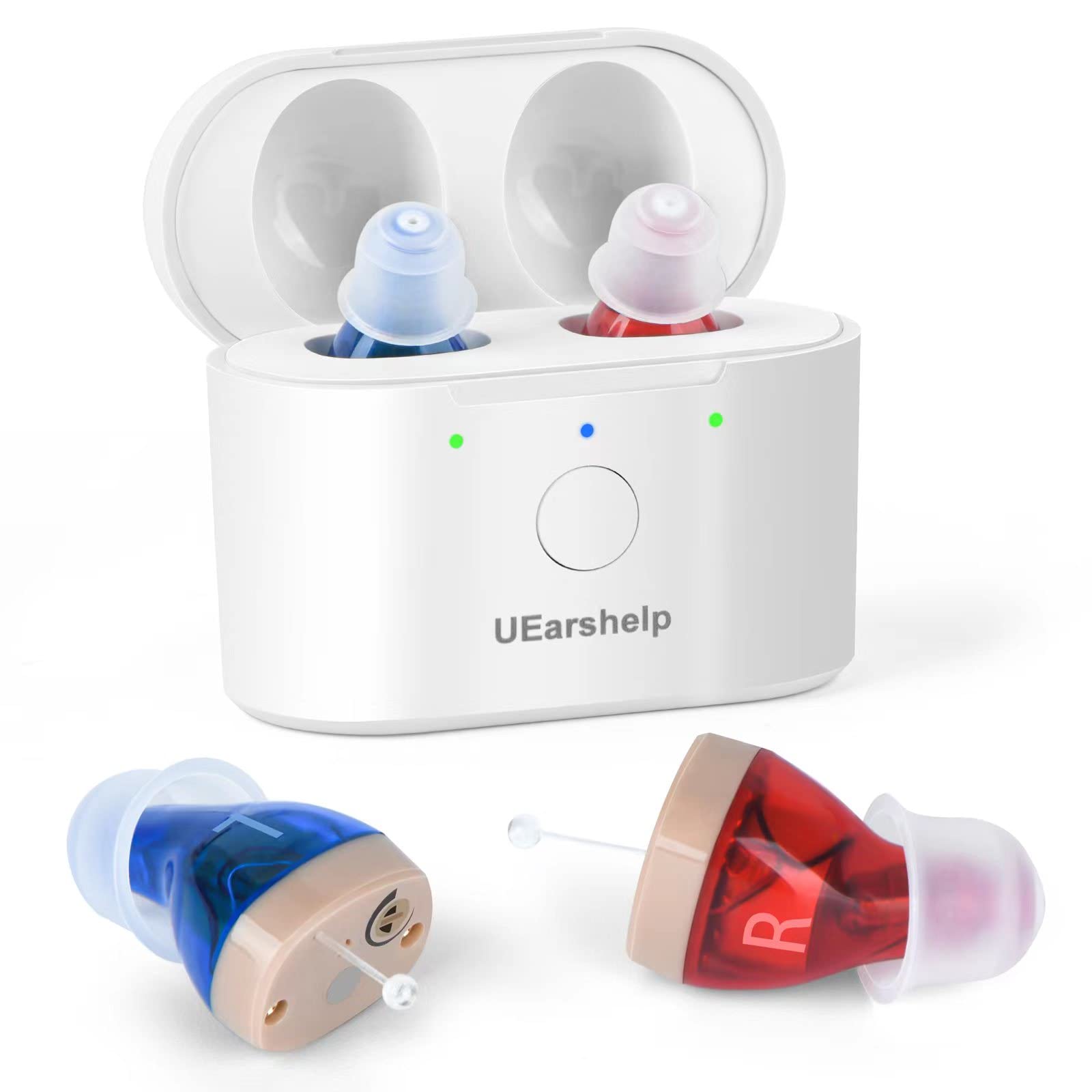UEarshelp Rechargeable Hearing Aids for Seniors with Noise Cancelling - OTC Invisible Hearing Amplifier for Adults with Severe Hearing Loss (Includes Magnetic Charging Box) - Perfect for Daily Conversations, TV Watching & Outdoor Activities