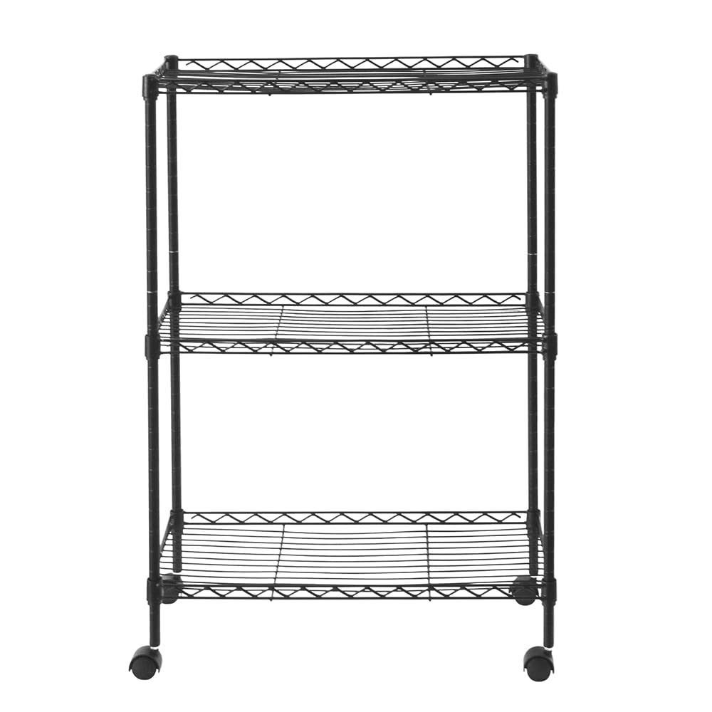 JASOYA Chrome 3-Tier Adjustable Heavy Duty Utility Cart - Multi-Purpose Storage Shelving Unit for Kitchen, Bathroom, Office & Garage Organization