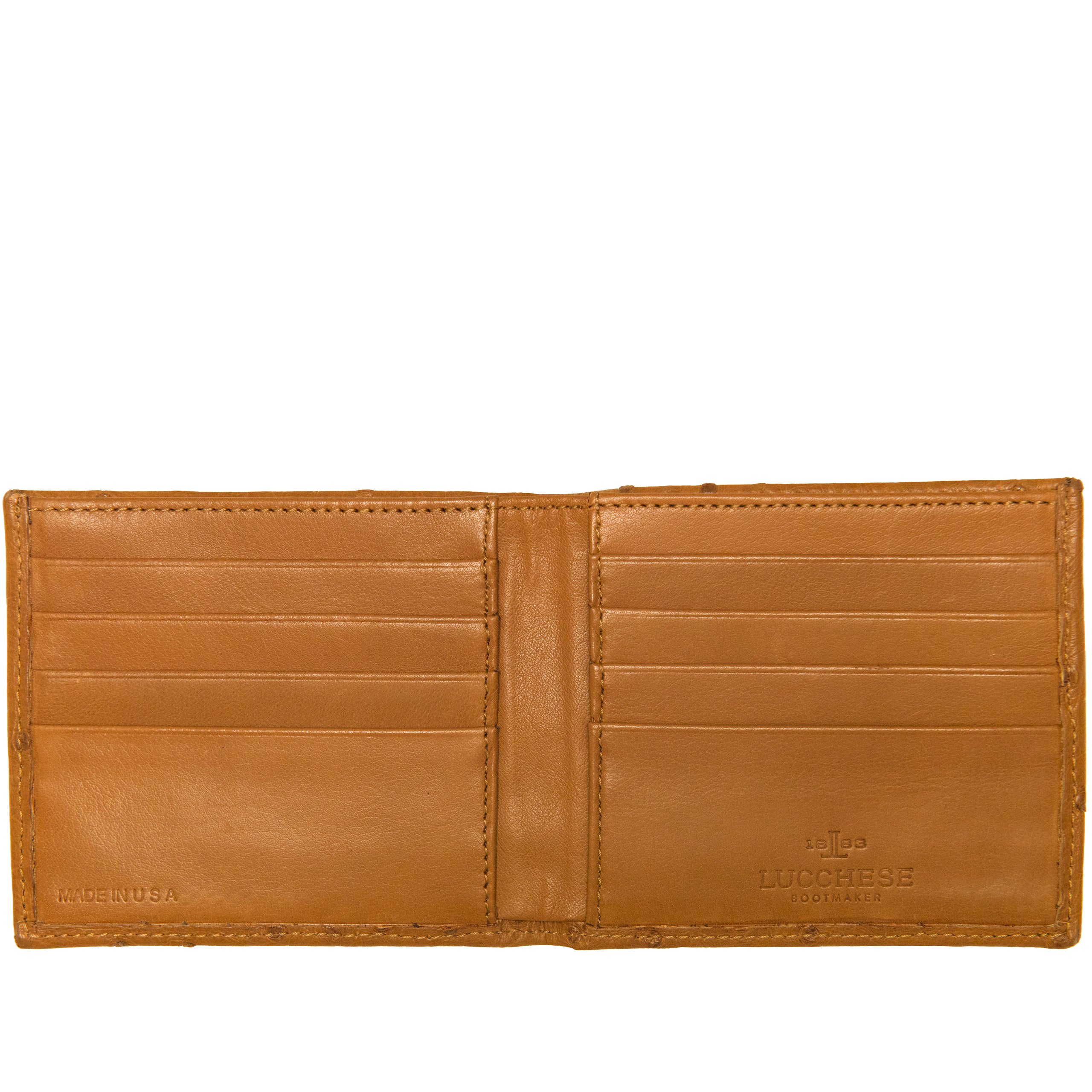 Premium Genuine Ostrich Leather Hipster Wallet in Cognac Brown – Slim RFID Blocking Bifold Wallet for Men, Perfect for Everyday Carry & Travel