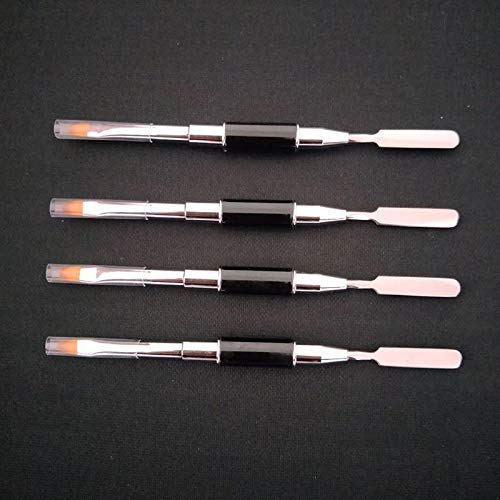 UV Nail Brush Dual-Ended Slice Shape Nail Art Tool with Nylon Hair - Professional Nail Tips Extension & Gel Building Kit (1pc) - Perfect for Salon, DIY Manicure & Nail Art Design