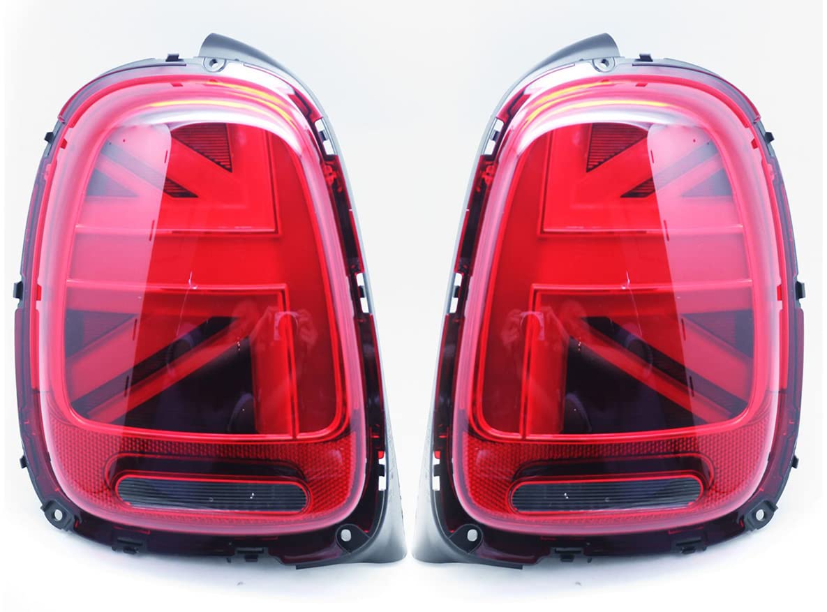 LED Tail Lights for 2014-2018 Mini Cooper F56 - UK Union Jack Design with Red Lens - Perfect for Car Customization & Night Driving Safety