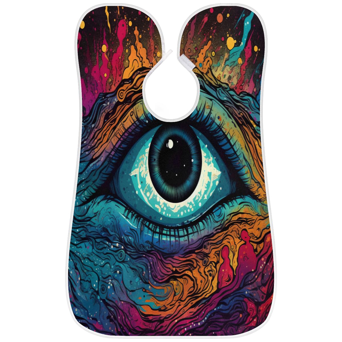 Colorful Eyes Print Beard Shaving Bib for Men - Waterproof Makeup & Hair Dye Apron, Barber Cape for Haircut - Sink Hair Catcher & Beard Trimming Tool - Perfect for Salon, Home Grooming & DIY Hair Coloring