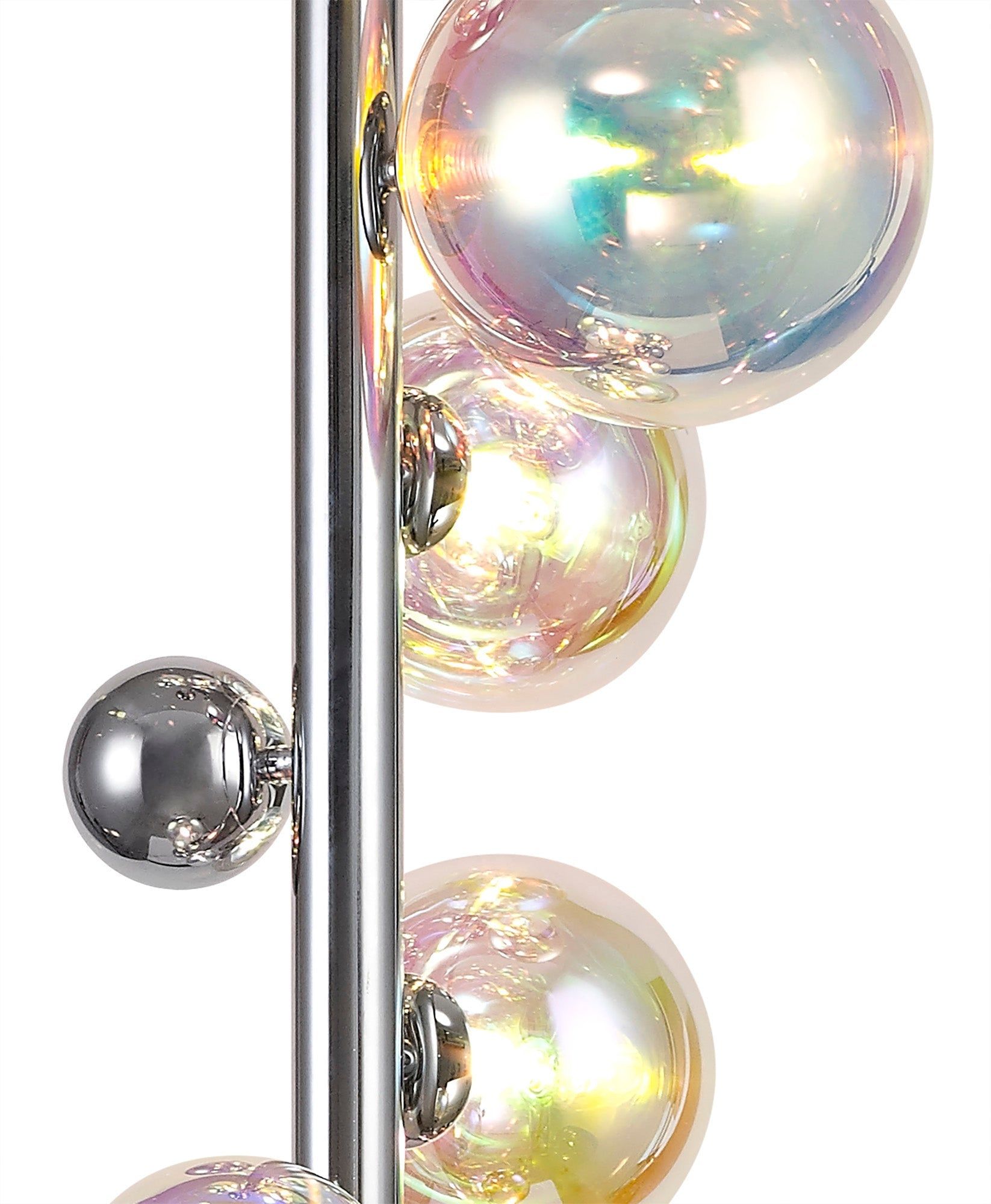 Modern Austin Floor Lamp - 8 Light G9 Base in Copper & Opal, Polished Chrome & Iridescent, or Polished Chrome & Black with Smoked Glass Shade - IP20 Rated for Living Room, Bedroom, or Office Lighting
