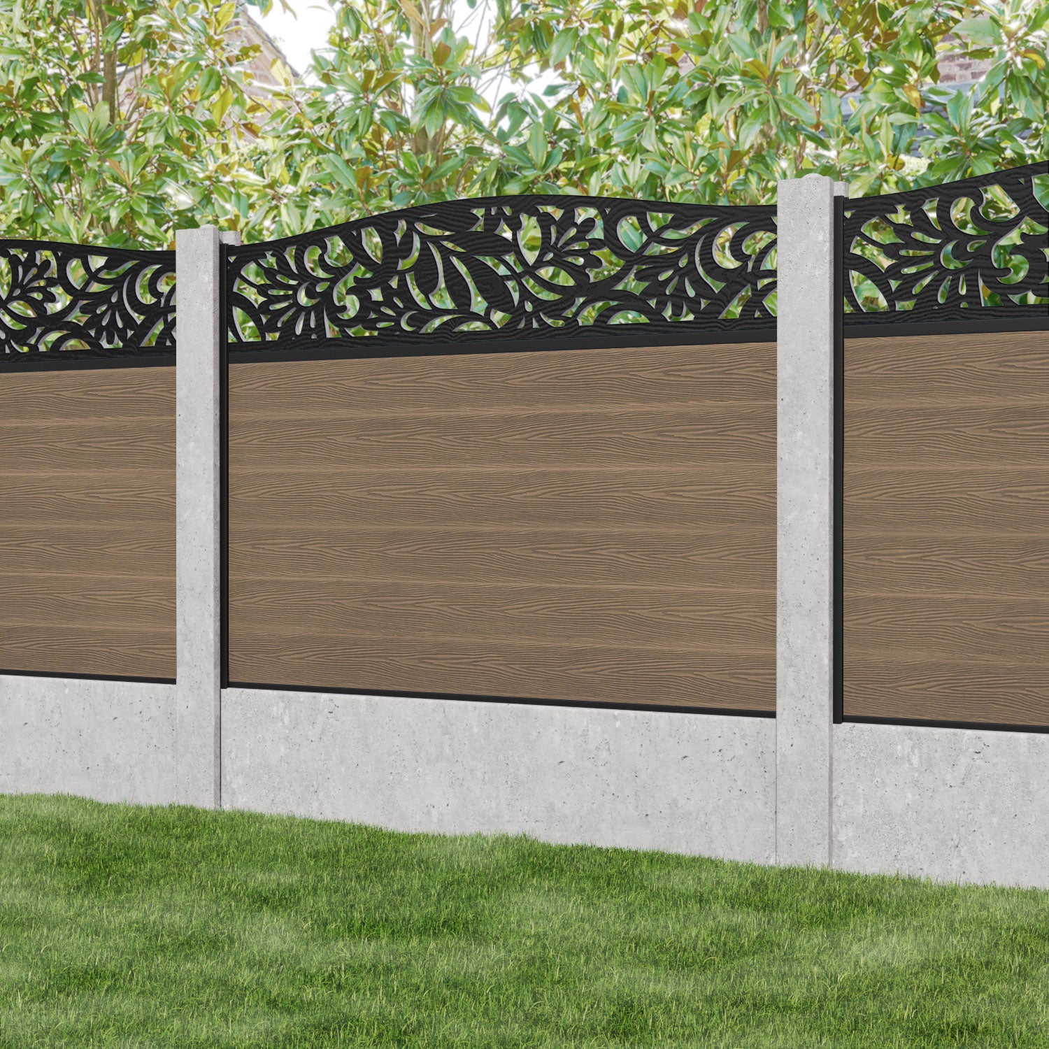 Premium Teak Classic Heritage Curved Top Fence Panel - Durable Wood Privacy Fence for Gardens, Patios & Backyards | Fits Existing Concrete Posts