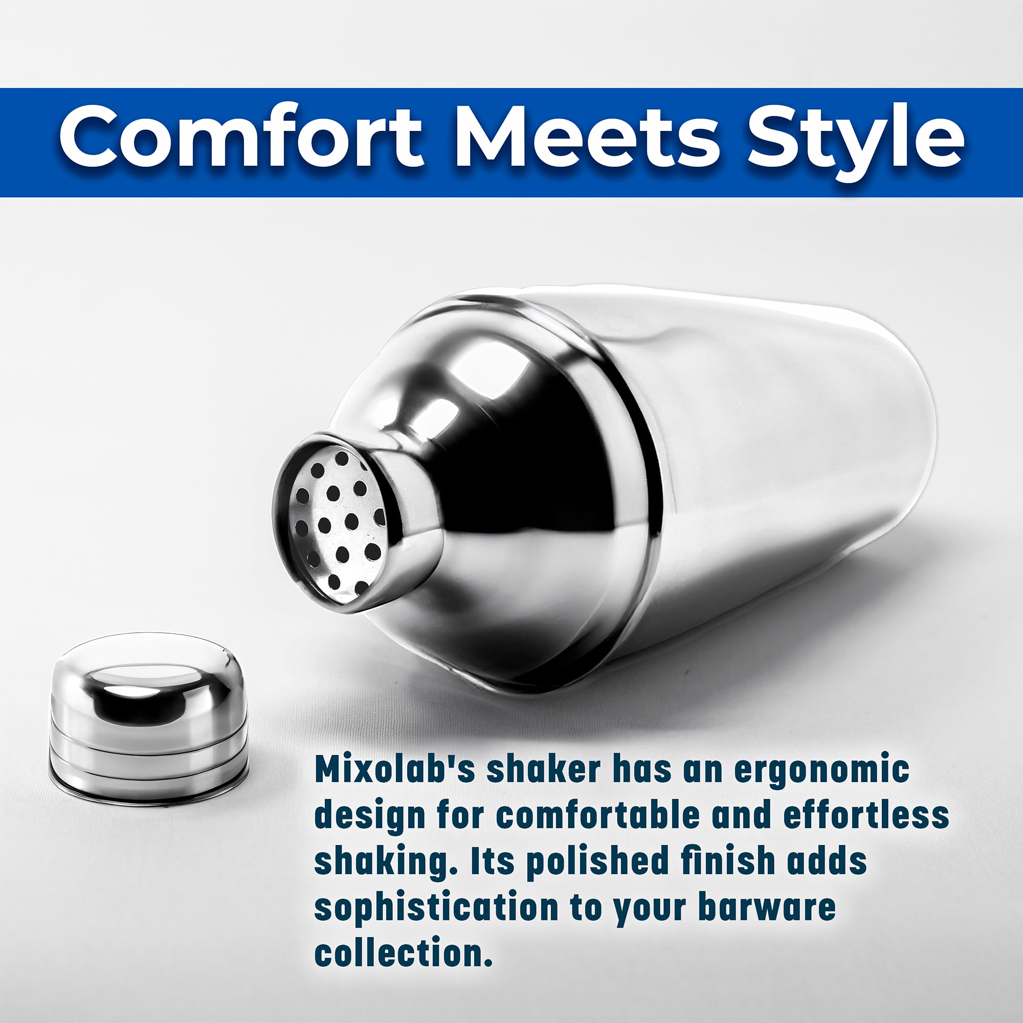 18oz Stainless Steel Martini Cocktail Shaker with Strainer - Leak-Proof, Dishwasher Safe Bar Tool for Home Mixology & Professional Bartending - Perfect for Parties, Cocktail Making & Entertaining