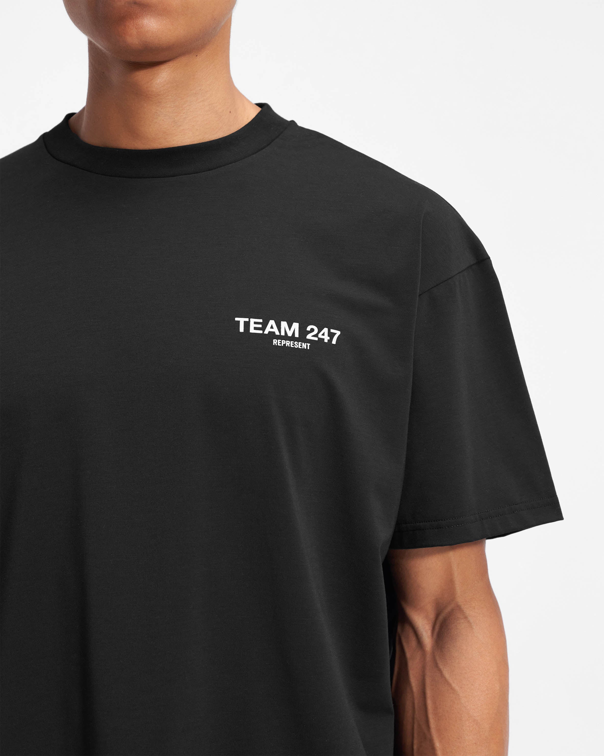Team 247 Oversized Black T-Shirt for Men - Comfortable Loose Fit Cotton Tee for Casual Wear, Street Style & Everyday Outfits