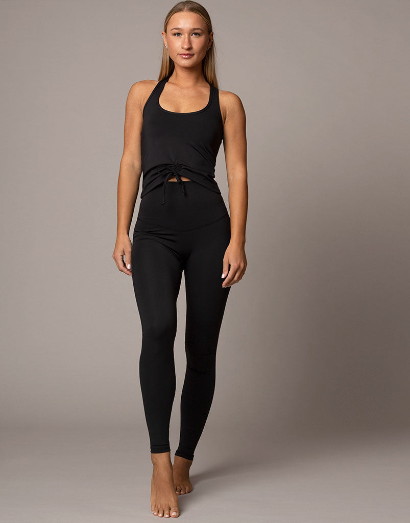 Freestyle Flat Front Legging Black - High Waist Yoga Pants for Women, Comfortable Workout Leggings for Running, Gym & Lounge