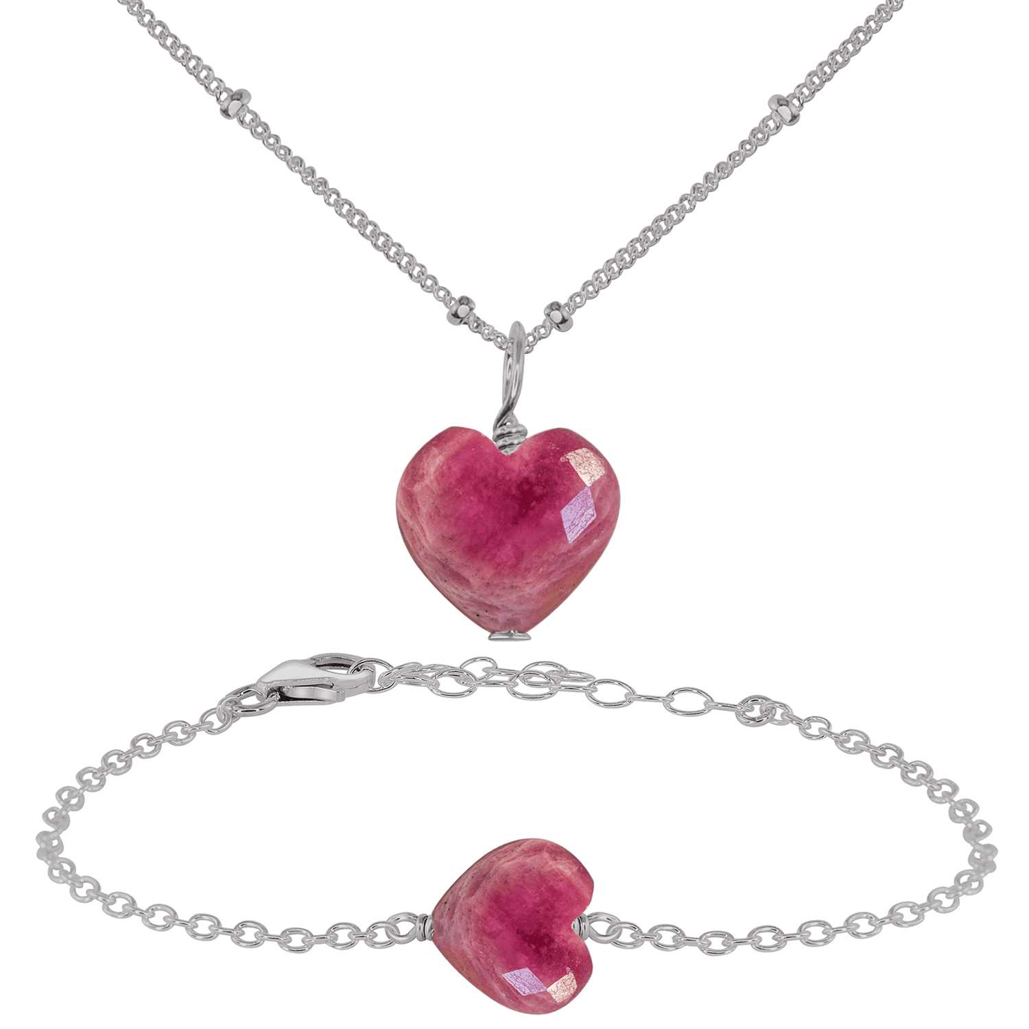 Ruby Crystal Heart Jewelry Set for Women - Elegant Necklace & Earrings Gift Set - Perfect for Valentine's Day, Anniversary & Romantic Occasions