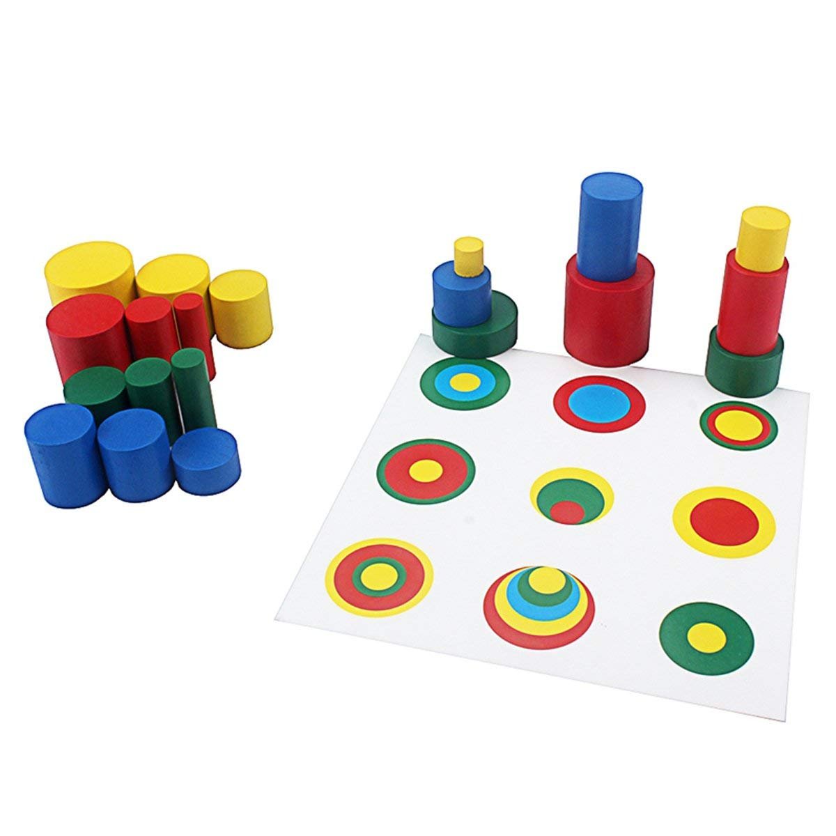 Montessori Wooden Knobless Blocks - Color & Shape Recognition Toys for Kids with Control Cards | Educational Sensory Play, Preschool Learning, Homeschool Activities