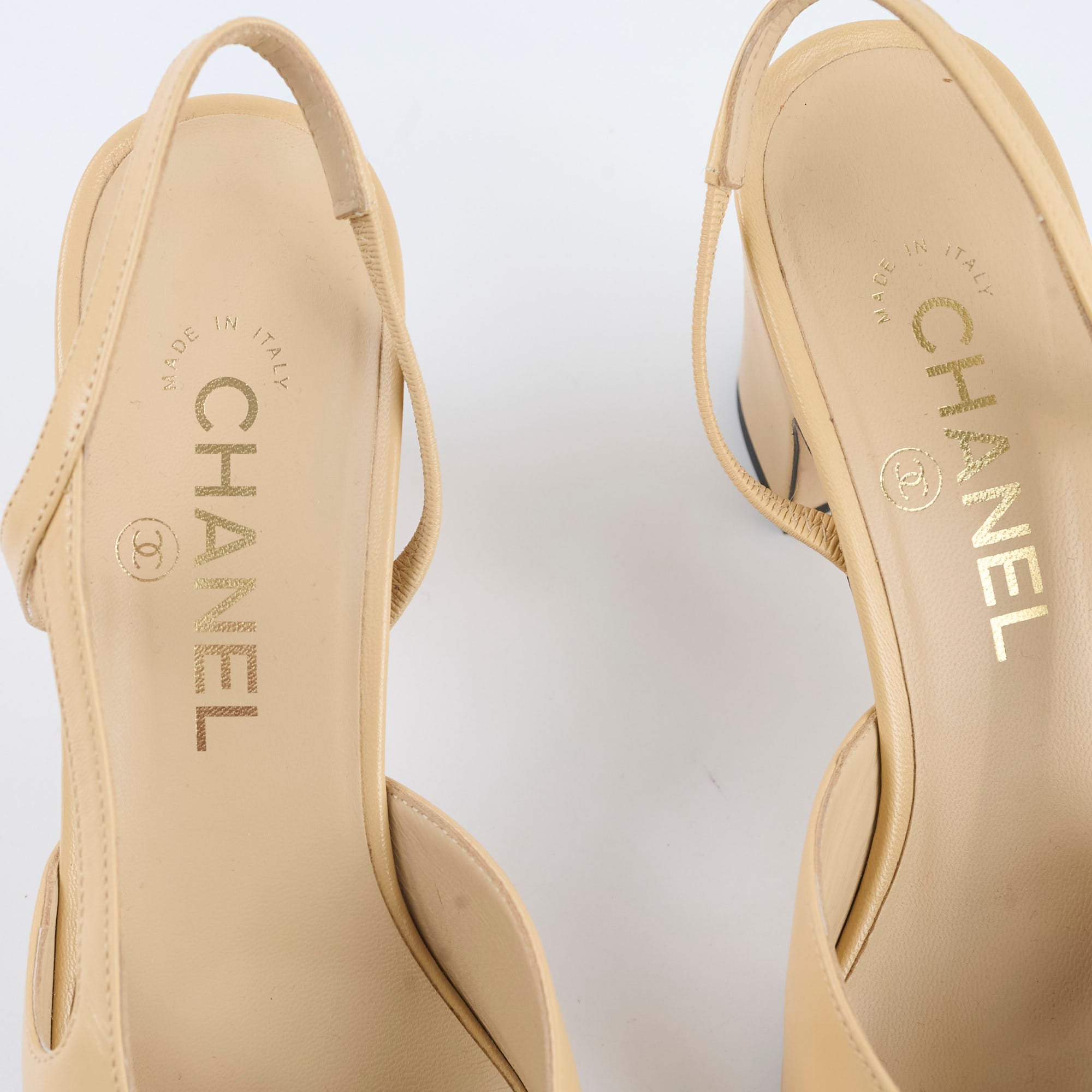Chanel Beige Slingback Pumps Size 37.5 - Classic Heels for Women | Perfect for Office, Wedding & Evening Events