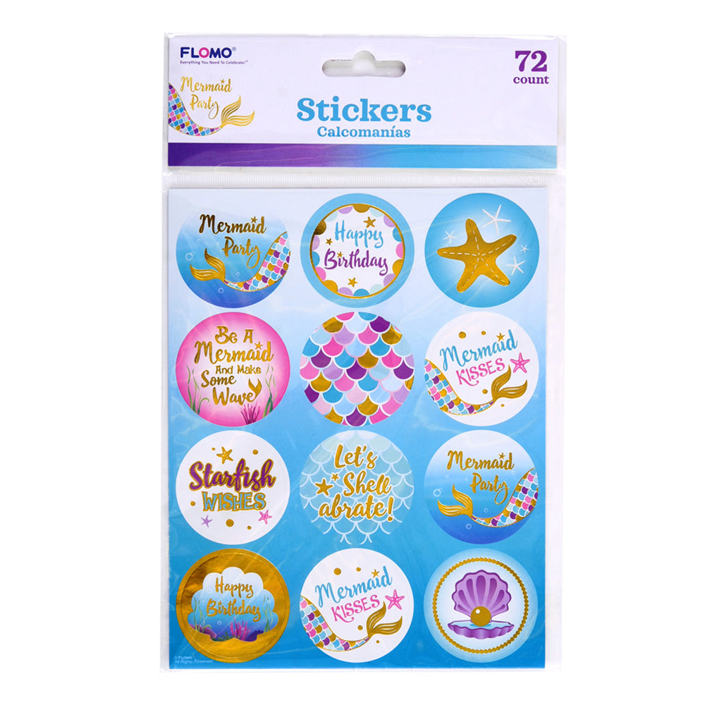 72-Pack Premium Mermaid Stickers with Gold Foil Hot Stamping - Perfect for Scrapbooking, Journaling, and DIY Crafts