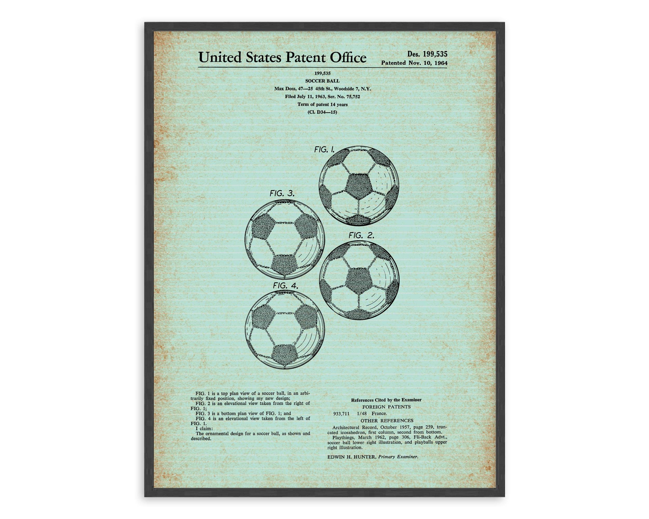 Vintage Soccer Patent Wall Art Print - 12