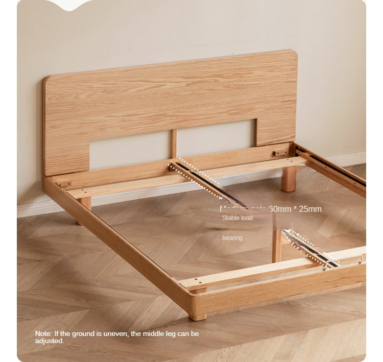 Solid Oak Wood Suspension Bed - King Size Platform Bed Frame with Large Headboard - Perfect for Master Bedroom & Modern Home Decor