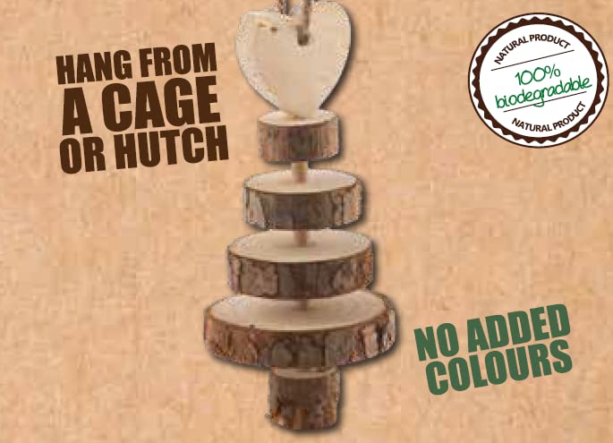 Natural Wooden Ring Tree Gnawer Chew Toy for Small Pets - Safe Teething Relief for Puppies, Rabbits & Guinea Pigs - Perfect for Cage Enrichment & Stress Relief