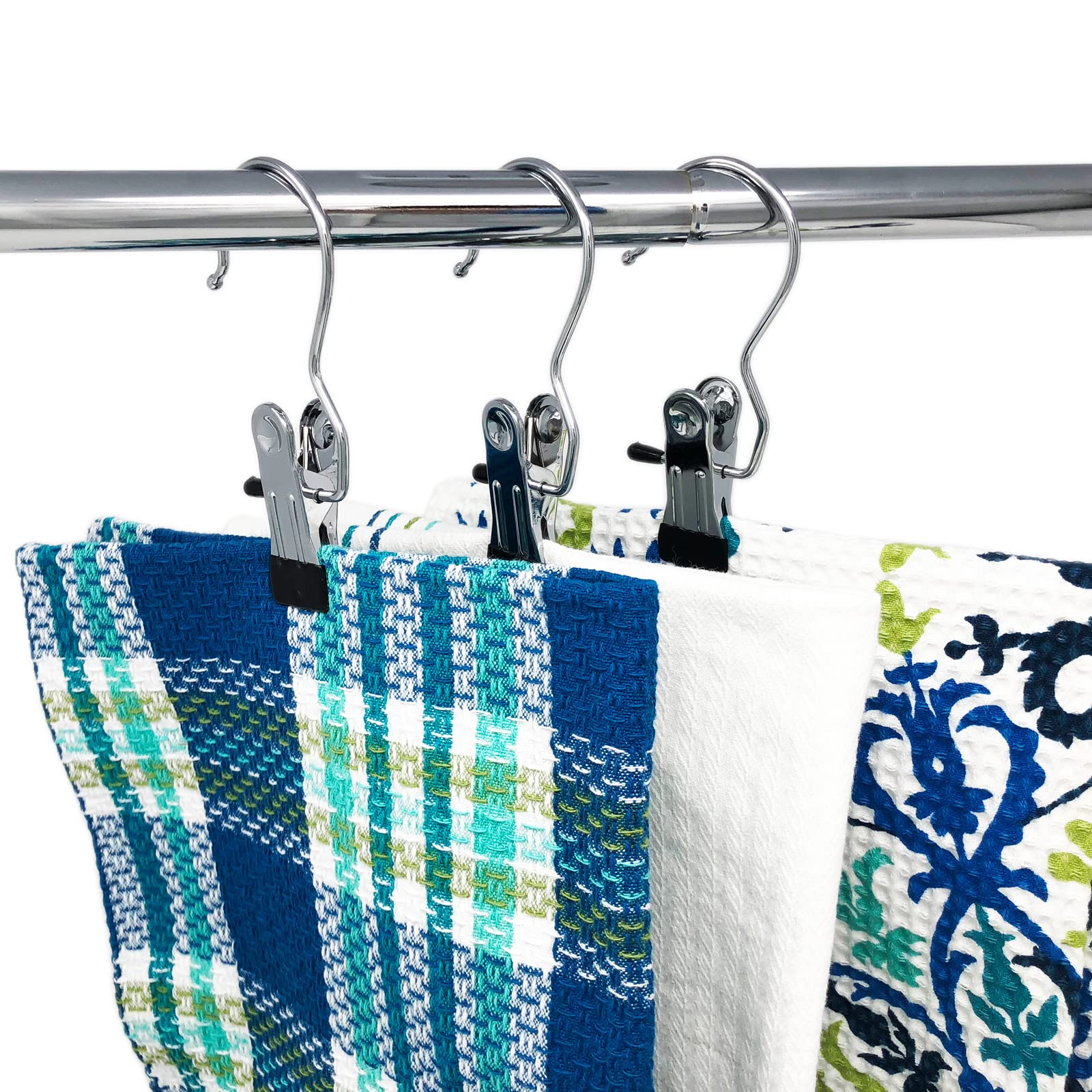 12 Pack Chrome Laundry Hooks - Heavy Duty Clothes Pins for Hanging Pants, Boots & Jackets - Space Saving Closet & Dorm Organization Accessories