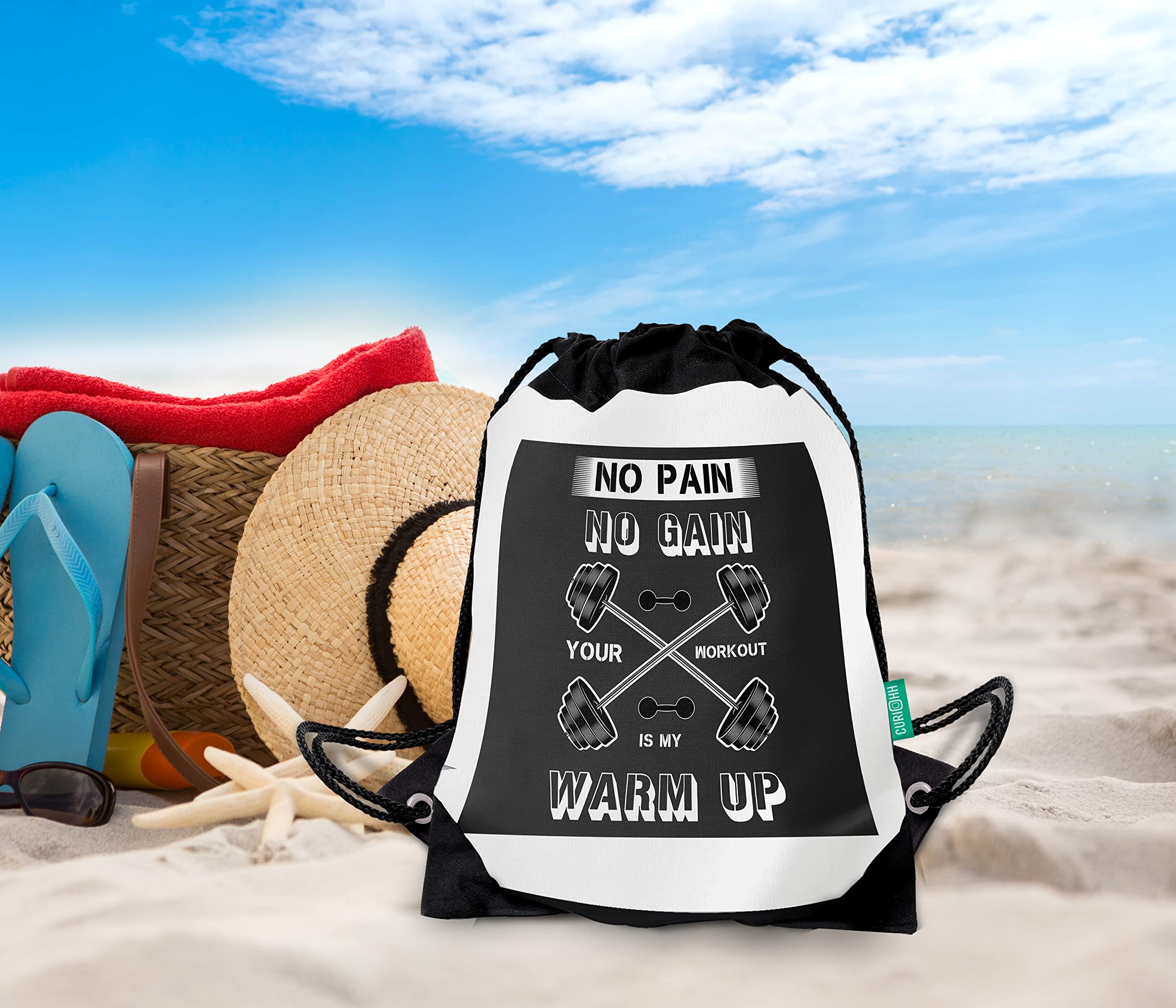 No Pain No Gain 10L Drawstring Backpack - Lightweight & Durable Gym Bag for Workout, Sports, Travel & School