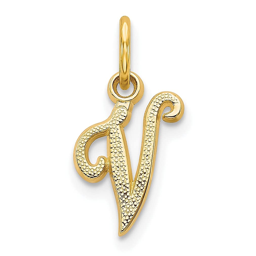 14K Yellow Gold Script Letter V Initial Monogram Charm Necklace for Women - Personalized Name Pendant, Dainty Fine Jewelry Gift for Her - Perfect for Birthdays, Anniversaries & Special Occasions