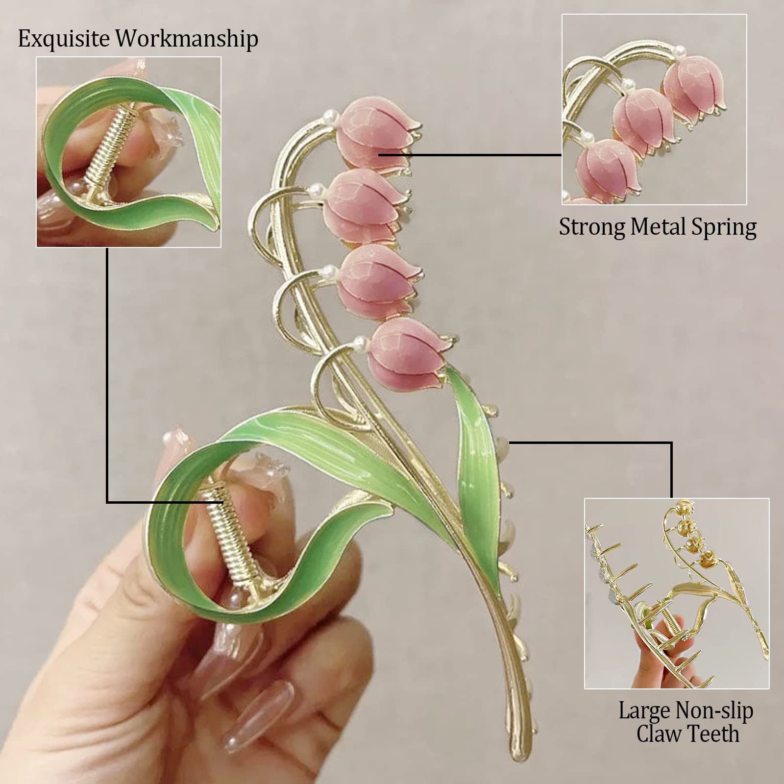 6 Pcs Large Strong Metal Butterfly Hair Claw Clips for Women - Flower Hair Clips for Thick Hair - Perfect for Updos, Ponytails & Everyday Hairstyles