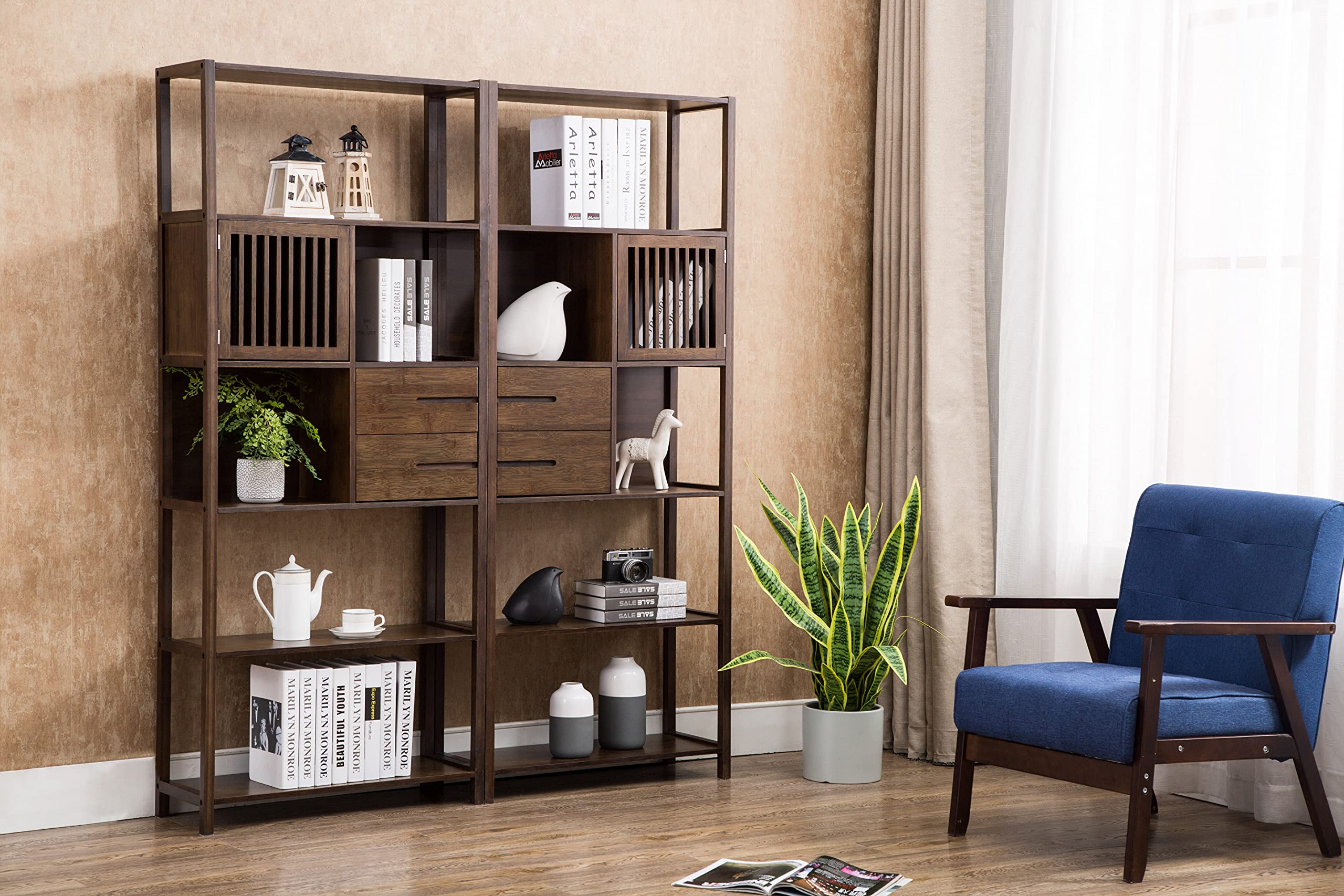 Boraam Selma Left Bookcase in Cappuccino - Stylish Wooden Bookshelf for Living Room, Bedroom & Office Storage