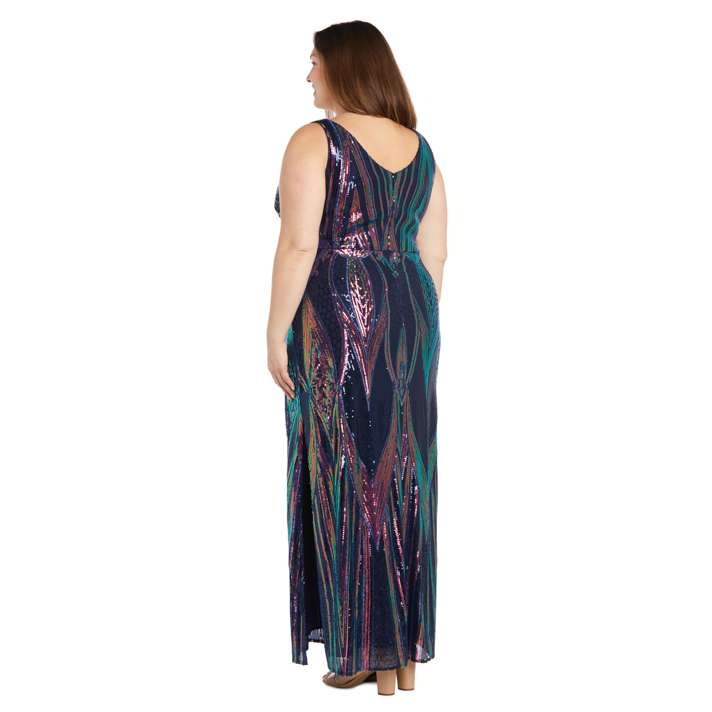 Nightway Long Sleeveless Sequined Evening Gown with High Leg Slit - Elegant Formal Dress for Prom, Gala & Special Occasions