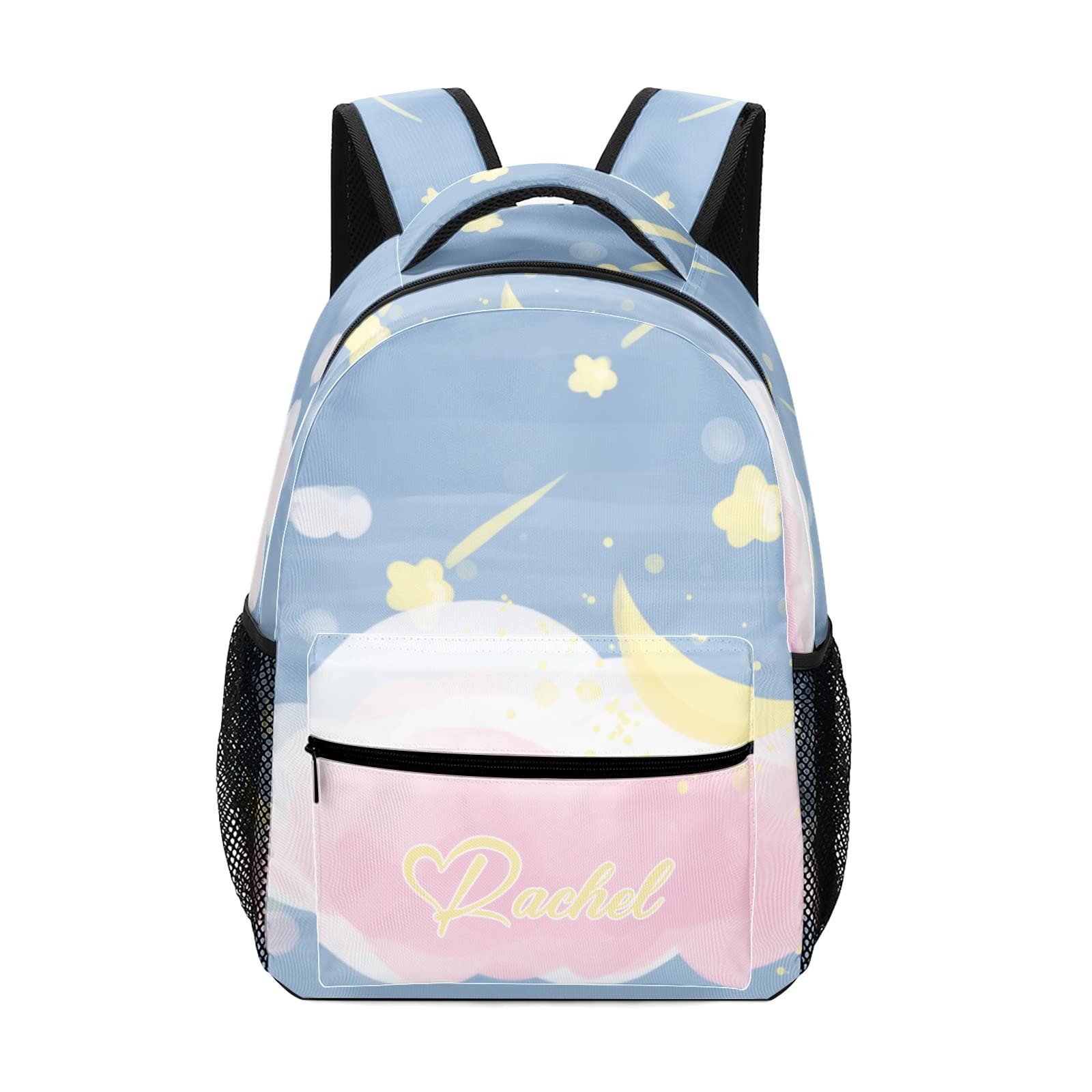 Custom Name Blue Sky Pink Clouds Backpack - Personalized School Bag, Laptop Bag for Kids & Teens - Perfect for School, Travel & Daily Use