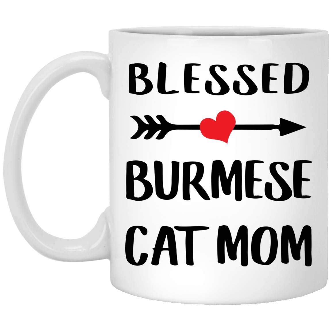 Blessed Burmese Cat Mom Coffee Mug - 11 Oz White Ceramic Mug with Funny Cat Design, Perfect Gift for Women, Christmas 2024 - Great for Coffee, Tea & Office Use
