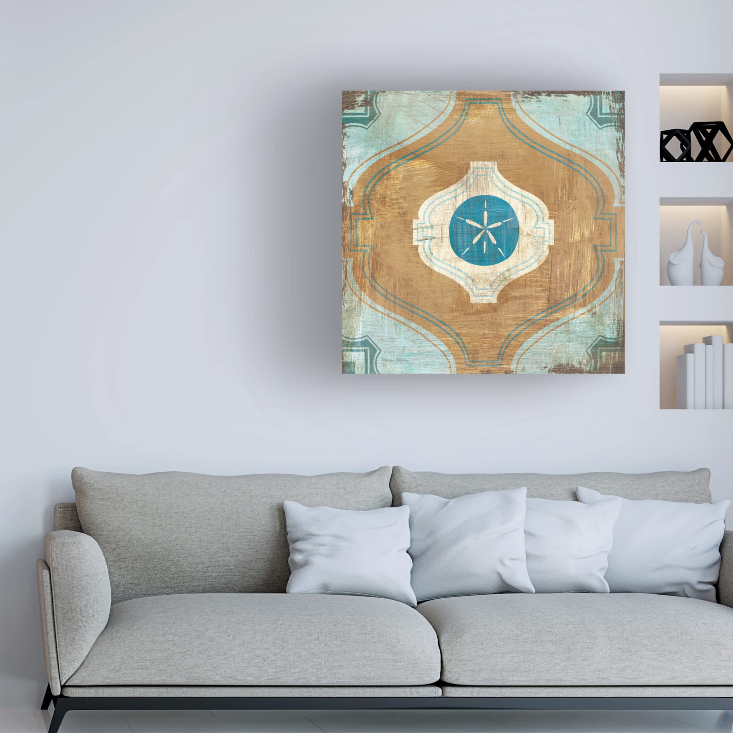 Bohemian Sea Tiles VII Canvas Wall Art Print by Cleonique Hilsaca - Modern Coastal Home Decor for Living Room, Bedroom & Office