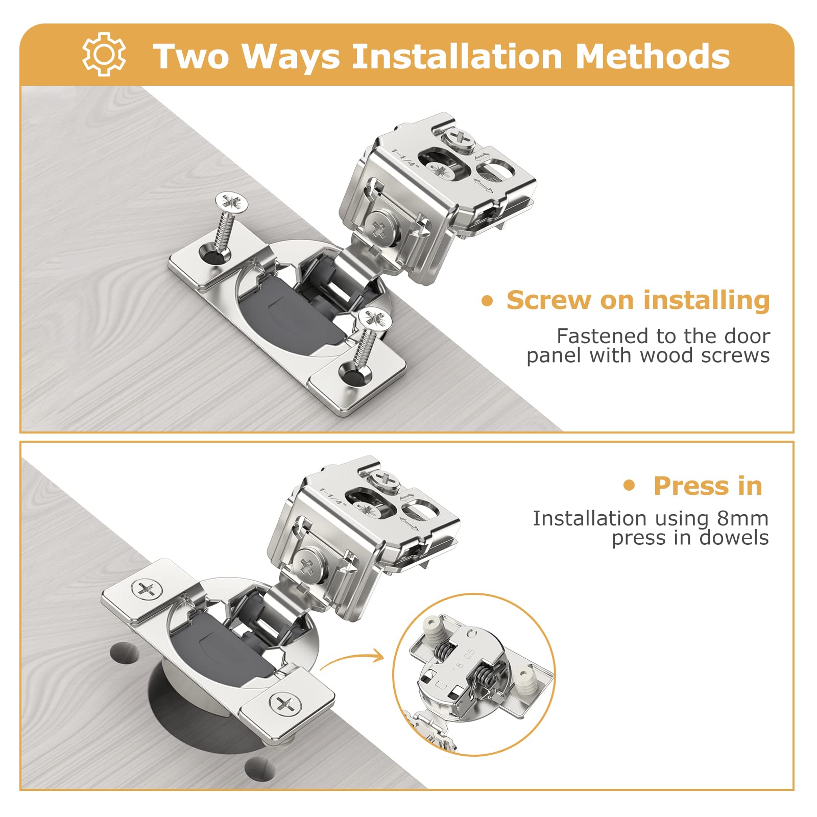 Furniware 2-Pack Soft Close Cabinet Hinges, 3/4