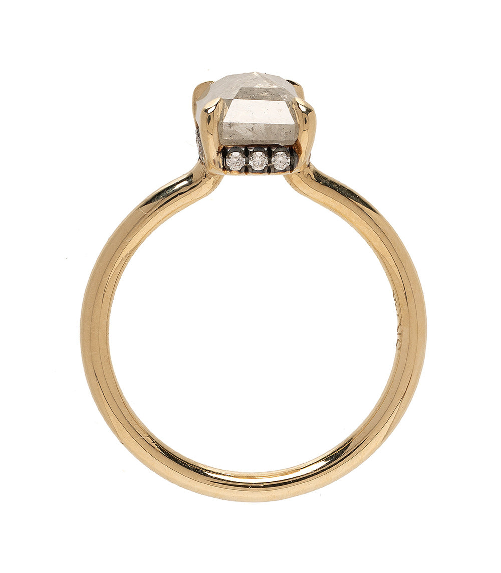 Billie 2 36Ct Salt and Pepper Diamond Engagement Ring - Vintage Style Rectangle Cut Wedding Band for Women, Perfect for Proposals, Anniversaries & Special Occasions