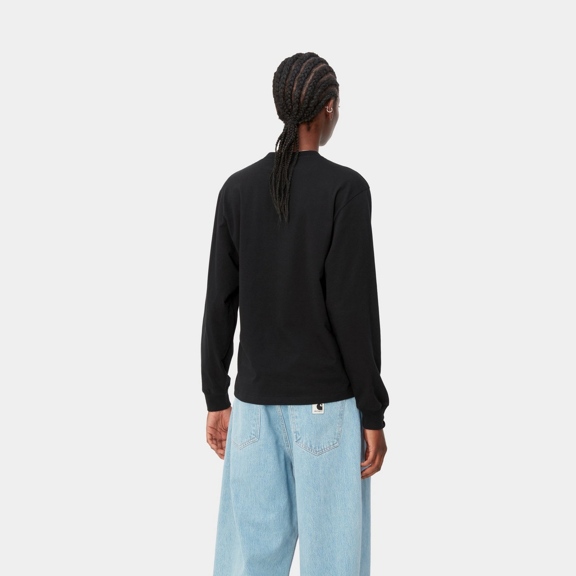 Women's Long Sleeve Pocket T-Shirt - Soft Cotton Casual Top for Everyday Wear | Black | Perfect for Work, Travel & Outdoor Activities