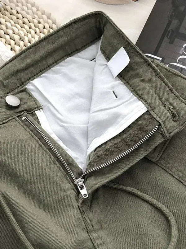 Women's Drawstring Denim Cargo Skirt with Fly - Stylish Casual Skirt for Everyday Wear, Street Fashion & Outdoor Activities