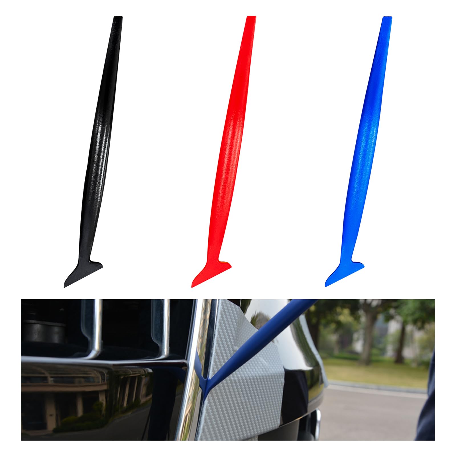 Ziciner 3PCS Car Wrapping Vinyl Tool Kit - 3 in 1 Flexible Micro Squeegee with Curves Slot & Different Hardness - Universal Window Film Application Tools for Vehicle Wrapping - Perfect for DIY Auto Tinting, Decal Installation & Paint Protection Film Jobs