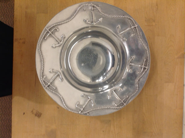 14 Mariposa Anchor Metal Bowl - Rustic Farmhouse Decor for Kitchen, Dining, or Outdoor Entertaining - Durable Handcrafted Serving Bowl for Salads, Fruits, and Party Dishes