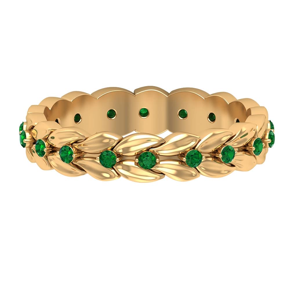 1/4 CT Emerald Eternity Ring for Women - 14K Solid Gold Green Emerald Full Eternity Band - Elegant Wedding, Anniversary, or Gift Jewelry for Her