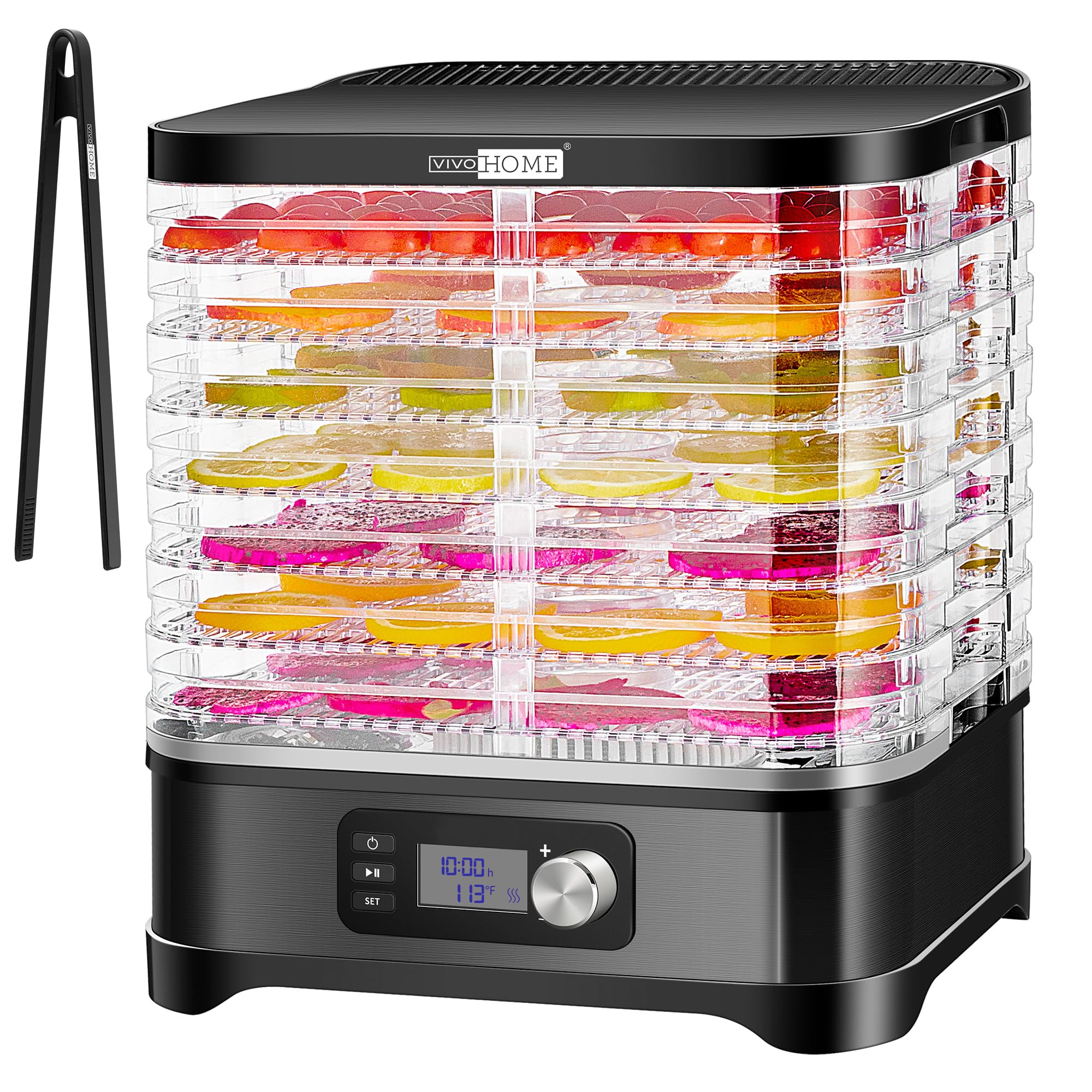 VIVOHOME 400W Electric Food Dehydrator with 8 Trays, 48-Hour Timer & Adjustable Temperature (95-176℉) - BPA Free, Black - Perfect for Drying Fruits, Vegetables, Herbs, and Making Jerky at Home